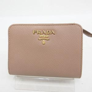 PRADA プラダ エンボスロゴ 二つ折り財布 ピンク サフィアーノ レザー  