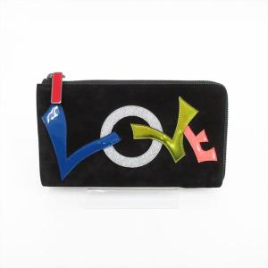 Christian Louboutin（クリスチャンルブタン） LOVE L字ファスナー長財布 黒 ブラック スエード 【ブランド財布】 【中古】 netshop