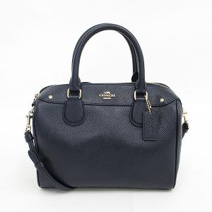 COACH(コーチ)  ミニボストンバッグ ハンド ロングショルダー 斜め掛け F57521 紺 ネイビー レザー【ブランドバッグ】  【中古】 netshop｜jewelry-total