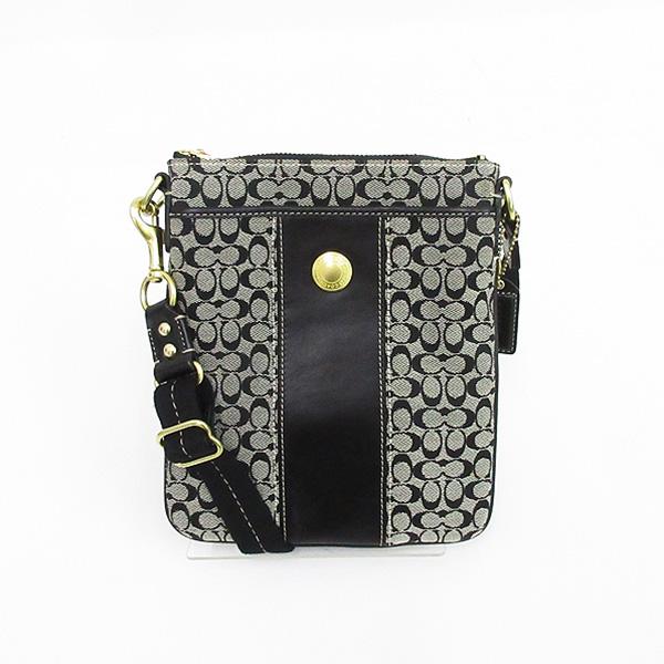 COACH(コーチ)  ロングショルダーバッグ ポシェット 斜め掛け  黒 ブラック×グレー キャン...