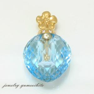 香水瓶 750(K18イエローゴールド) ブルートパーズ ダイヤモンド ペンダントトップ｜jewelry-yumeoibito