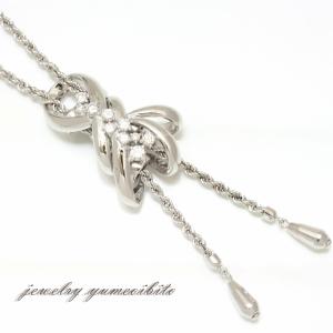 PT K18WG ダイヤモンド ループタイ ネックレス｜jewelry-yumeoibito