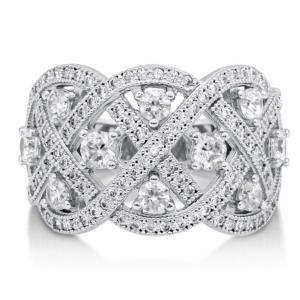 1.4カラット アールデコ デザイン リング スロフスキー・ジルコニア リング 指輪 レディース プラチナ キュービックジルコニア 誕生日 プレゼント クリスマス