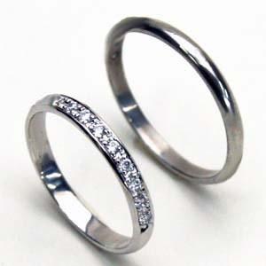 ダイヤモンドリング 2本セット 　ハーフエタニティリング 　結婚指輪 ダイヤモンド ペアリング  送料無料 文字彫り無料