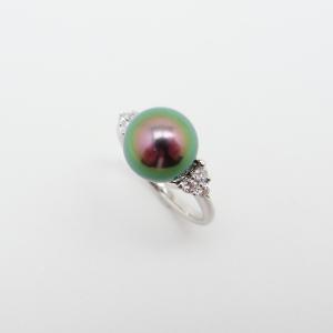 MIKIMOTO（ミキモト） 白蝶真珠 ダイヤモンド リング 11.7mm 0.43ct