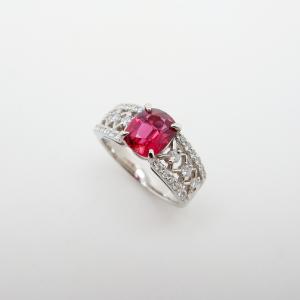 ビルマ産 レッドスピネル ダイヤモンド リング 11号 1.33ct 0.46ct 