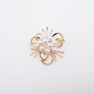 MIKIMOTO ミキモト ブローチ パール 真珠 5.6-6.8mm ダイヤ  