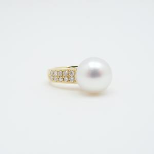 MIKIMOTO（ミキモト） 白蝶真珠 ダイヤモンド リング 11.7mm 0.43ct