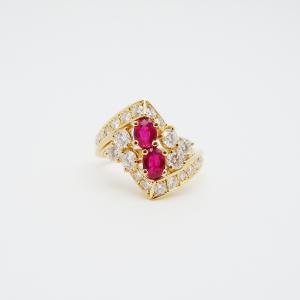 クイーン ルビー ダイヤモンド リング 0.65ct 11号 750YG 新品仕上げ SAランク｜jewelrygrue