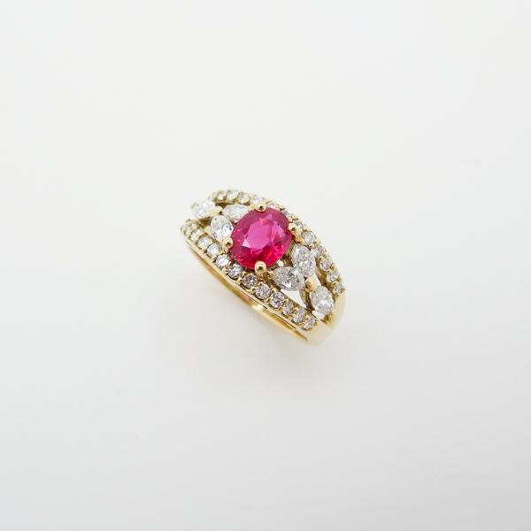 ビルマ産 ルビー ダイヤモンド リング 0.963ct 0.78ct 11号 K18YG 鑑別書 ソ...