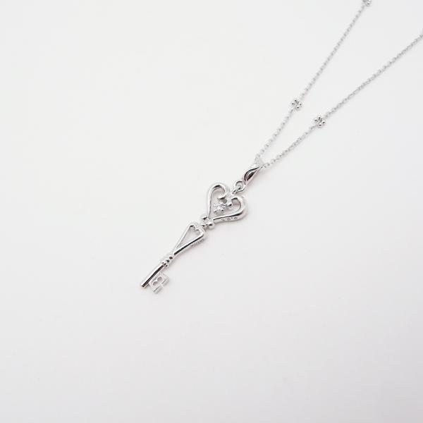 キーモチーフ ダイヤモンド ペンダント ネックレス 0.01ct  K18WG Sランク