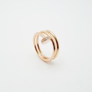 カルティエ ジュストアンクル リング ダブル ダイヤモンド #51 0.08ct 750PG 証明書 箱 付き SAランク