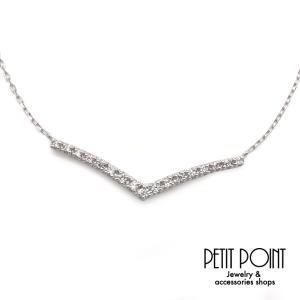 Vバーペンダントネックレス【K10/K18/K14WG/Pt900】セミオーダー【PN−4054704】40cm/45cm/50cm｜jewelrypetitpoint1