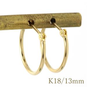 LINEギフト用 ピアス レディース k18 18金 18ｋ フープ フープピアス 13ｍｍ ゴールド イエローゴールド キャッチレス  金属アレルギー