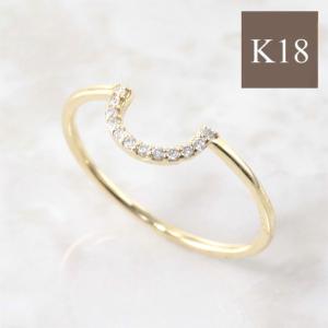 リング レディース ダイヤモンド 指輪 ピンキーリング K18 18金 18k ゴールド ホースシュー 馬蹄 シンプル｜jewelryprecious