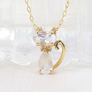 ネックレス レディース ゴールド ねこ 可愛い 猫好きさん k10 10金｜jewelryprecious