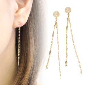 ピアス K18金 イエローゴールド バー ロング YG : ジュエリー