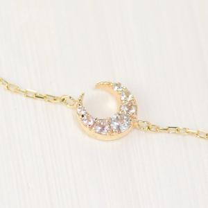 ブレスレット レディース ホワイトトパーズ 三日月 ムーン ゴールド｜jewelryprecious