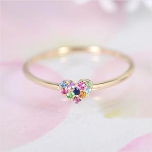 指輪 リング ゴールド ハート 1号〜14号 女性 ギフト プレゼント ハート パヴェ ルビー サファイア｜jewelryprecious