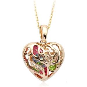 煌きダイヤモンドCZ彩石IN 可愛さ満開ネックレスピンクゴールドK18RGP