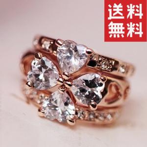 リング 指輪 レディース スワロフスキー クローバー ハート プレゼント 大きいサイズ K18金RGP｜JEWELRY SANMI