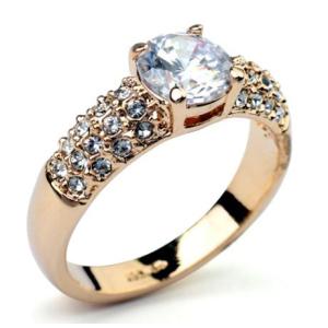 指輪 リング K18 K18豪華10ct 本物の輝きCZ彩石リング ピンクゴールドRGP｜jewelrysanmi