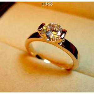 指輪 リング K18 優美な表情を指先に生み出す/ダイヤモンドCZ彩石1.2ct 2爪立てリング/指輪 K18RGP