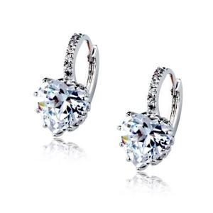 ピアス 煌きダイヤモンドCZハート彩石6.7ct/ピアス ホワイトゴールドK18RGP