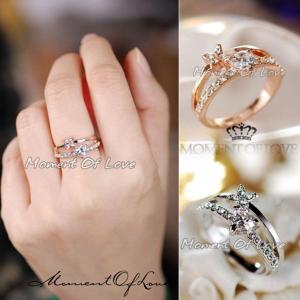 リング レディース お花 指輪 水晶 天然石 K18 18金GP 18k 花 フラワー