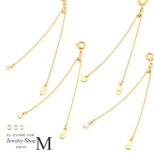 ネックレス チェーン 10cm アジャスター ハート 星 スター パール ストーン スワロフスキー 長さ調整 長くする 金属アレルギー 日本製 国産