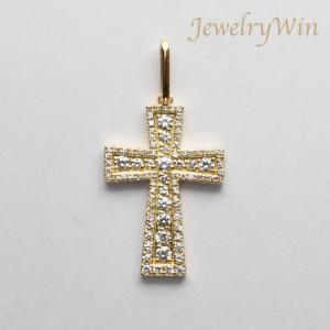 ペンダントトップ クロス K18 ダイヤ付 (Type-GC-F)｜jewelrywin