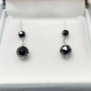 Pt900 ブラックダイヤモンド ダイヤモンド ピアス 送料無料 ダイヤ