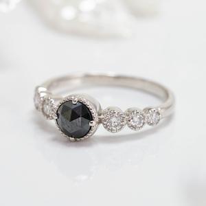 新品ブラックダイヤモンド＆ローズカットハートシェイプ0.40ct〜・AAA