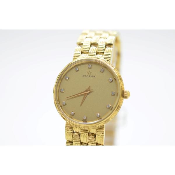 ETERNA エテルナ クオーツ 12P ダイヤモンド 44.4g 15.5cm 美品不動