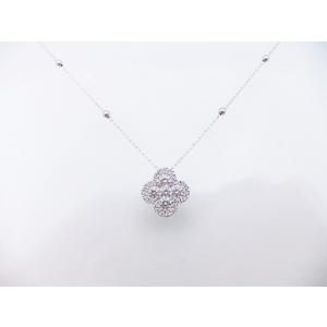 【フラワーモチーフ】 K18WG ダイヤモンド ネックレス ペンダント【0.50ct】 四つ葉/クロ...