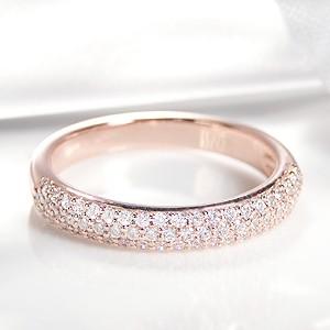 ダイヤモンド パヴェ リング、ピンクゴールド ダイヤ １８金　９号サイズ 指輪 パヴェリング レディース リング czダイヤ パヴェ 華やか 上品 18