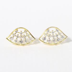 k18　扇形　デザインピアス　0.20ct　天然ダイヤモンド　18金　イエロー　ホワイト　ピンク　ゴールド　ジュエリー　スタッド　扇子　おうぎ　台形