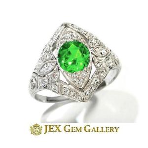 Antique  demantoid garnet アンティーク Pt900 デマントイド ガーネット リング No.124136｜jex-gem-gallery