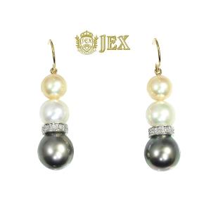 Diamond K18WG K14WG留具 ダイヤモンドイヤリング NO.129117 : JEX宝石 