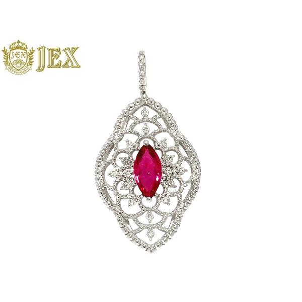 Ruby K18WGルビー ダイヤモンドペントップ  NO.128393