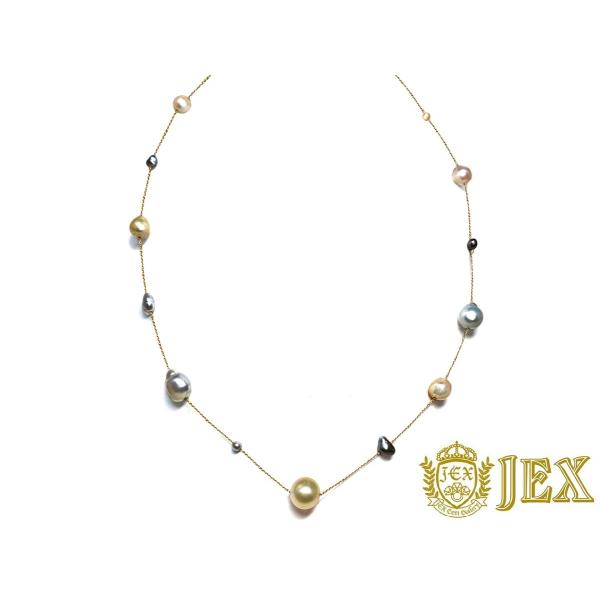 Akoya Pearl K14アコヤ/白蝶(白・ゴールド系)/推定ケシパールネックレス No.128...