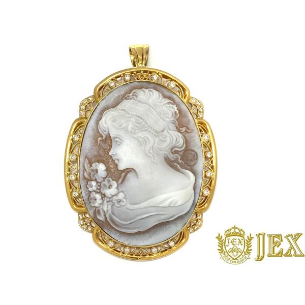 Shell Cameo　 推定フランコ スカラ  K18シェルカメオブローチ兼ペントップ No.12...