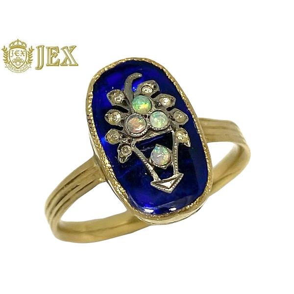 Vintage　ヴィンテージ　K18オパール 合成サファイヤ  ダイヤモンドリング  NO.1289...