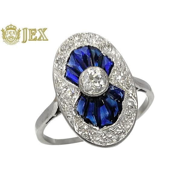 Antique アンティーク K18WGサファイヤ ダイヤモンドリング  NO.128988