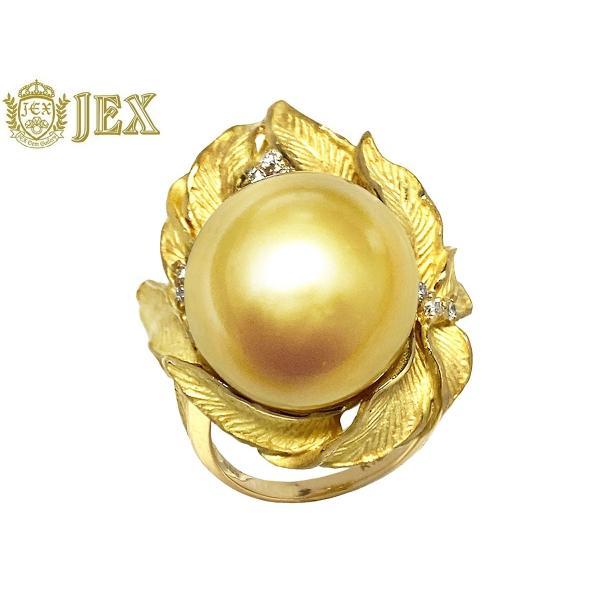 South Sea Pearl K18白蝶パール ゴールド系  ダイヤモンドリング NO.12910...