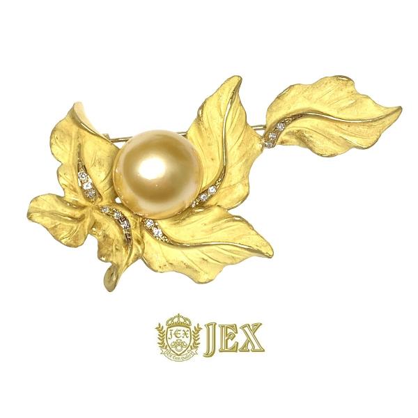South Sea Pearl K18白蝶パール ゴールド系  ダイヤモンドブローチ NO.1291...