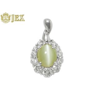 Chrysoberyl Cat’s Eye Pt900 K18WGクリソベリルキャッツアイ ダイヤモンドペントップ NO.304650｜jex-gem-gallery