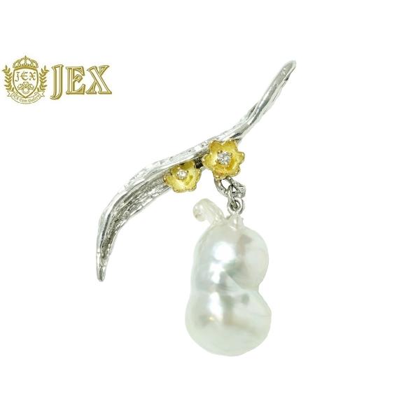 South Sea Pearl K18WG YG白蝶パール ダイヤモンドペントップ NO.30552...