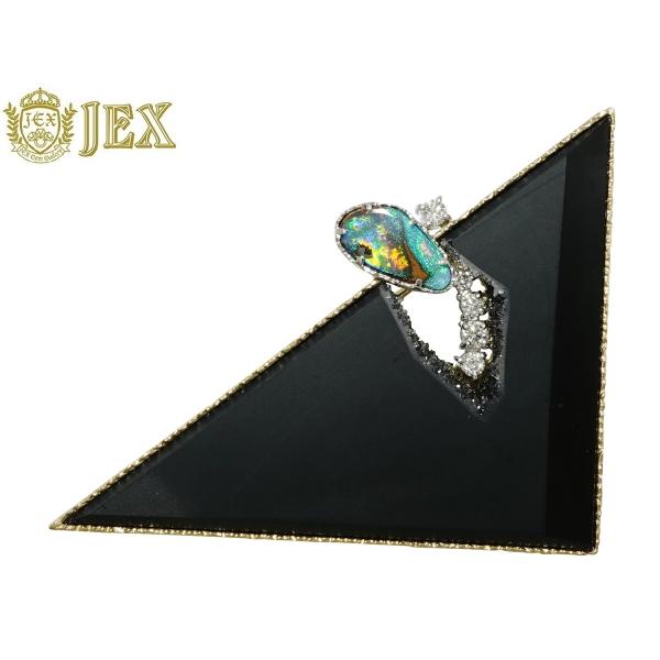 Boulder Opal K18 Pt900ボルダーオパール ダイヤモンドブローチ NO.30552...