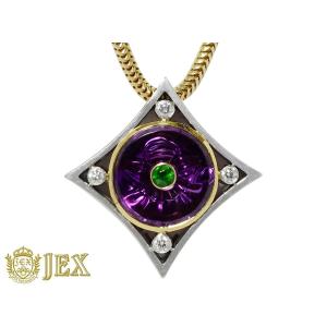 Pt900/Pt850翡翠 エメラルド ペンダント No.45499 : JEX宝石